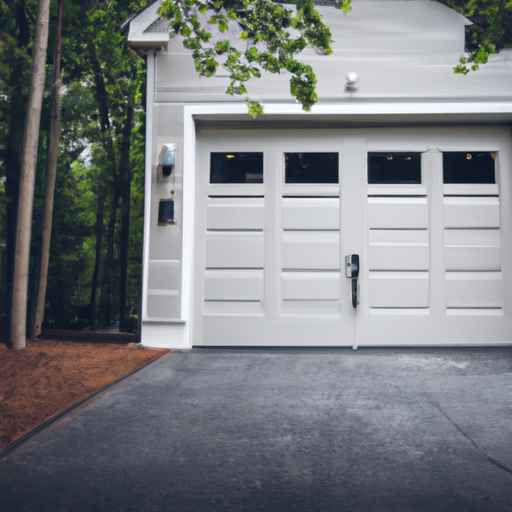 Suburban garage exterior in Basking Ridge, NJ with a visible modern garage door and driveway, neutral daylight.