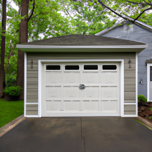Suburban Basking Ridge home with a modern insulated garage door on a paved driveway under an overcast sky.